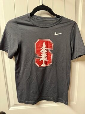 Nike Charcoal Gray Short-Sleeve Tee with Red Stanford 'S' Tree Graphic